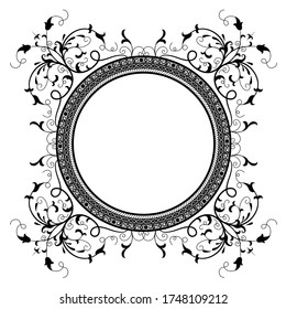 Retro floral frame vector image