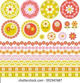 retro floral frames and borders