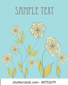 Retro floral greeting card. Vector.