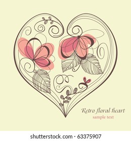 Retro floral heart