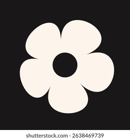 Retro floral icon with bold petal structure and soft abstract styling. A clean, elegant emblem that suits modern botanical aesthetics.