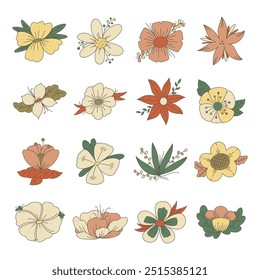 Retro Floral Illustration Collection Set