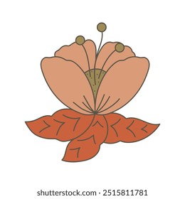 Retro Floral Illustration - Lotus