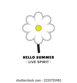 retro floral illustration sticker with slogan hello summer and keep spirit. for poster design or t-shirt printing. Vector
