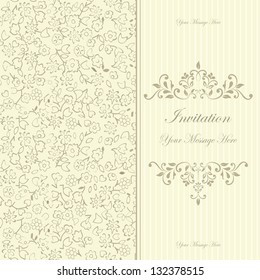 retro floral invitation card