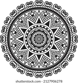 Retro Floral Mandela pattern design element