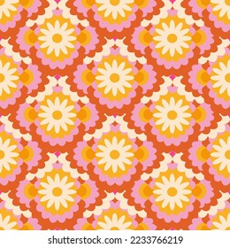 Retro floral mosaic seamless pattern for fabric, stationery, notebook cover or print material.