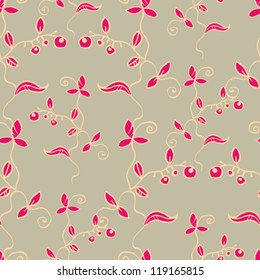 retro floral pattern with berries