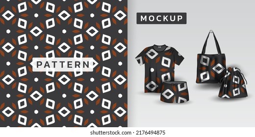 retro floral pattern and mockup vector illustration