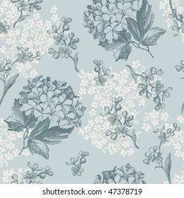 retro floral pattern with viburnum flowers and forget-me-nots - tiles seamlessly
