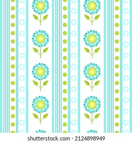 Retro floral pattern wallpaper. Vertical decorative stripes