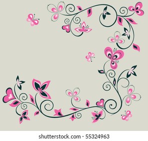 Retro floral postcard