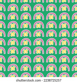 RETRO FLORAL RAINBOW SEAMLESS PATTERN IN EDITABLE VECTOR FILE