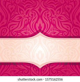 Retro floral red vector pattern wallpaper background fashion invitation design template in vintage style