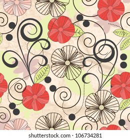 Retro floral seamless background