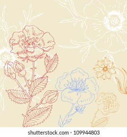 Fundo floral retrô sem emenda