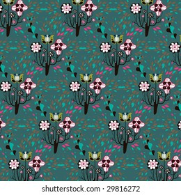 Retro floral seamless background