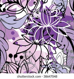  Retro floral seamless background