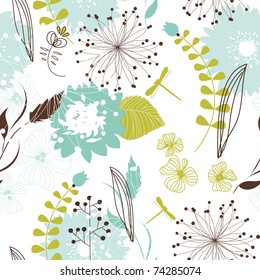 Fondo retro floral sin soldadura