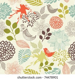 retro floral seamless background