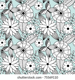 Retro floral seamless background