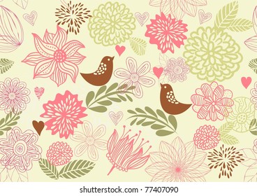 retro floral seamless background