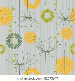 Retro floral seamless background with dandelion