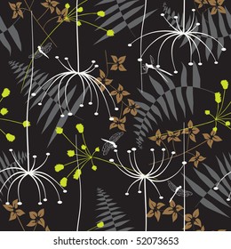 Retro floral seamless background with dandelion