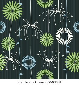 Retro floral seamless background with dandelion