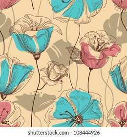 Retro floral seamless pattern