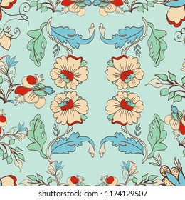 Retro floral seamless pattern