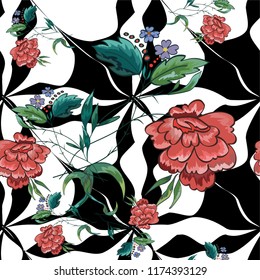 Retro floral seamless pattern