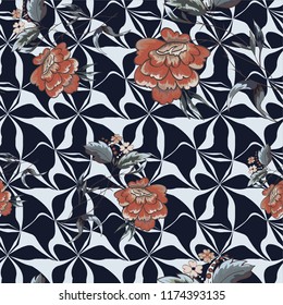 Retro floral seamless pattern