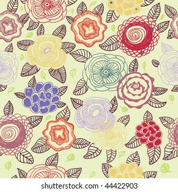 Retro floral seamless pattern