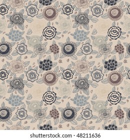 Retro floral seamless pattern