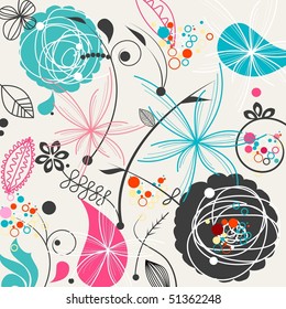Retro floral seamless pattern
