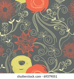 Patrón retro floral sin soldadura