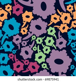 Retro floral seamless - pattern
