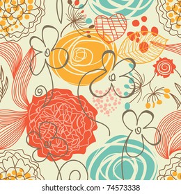 Retro floral seamless pattern