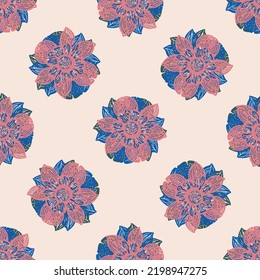 Patrón retro floral sin costuras. tapiz de jardín de flores silvestres estilo años 70. Baldosas de flores botánicas decorativas de tierra. 