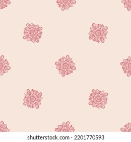 Retro floral seamless pattern. 70s style wildflower garden wallpaper. Earthy decorative botanical blossom tile. 