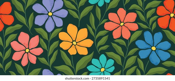 Retro floral seamless pattern