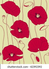 retro floral seamless pattern - I'd like poppies