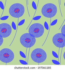 Retro floral seamless pattern. Mid-century modern 