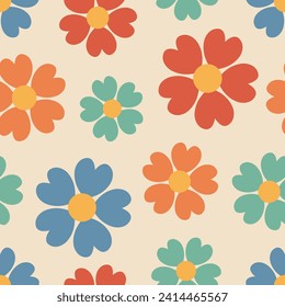 Patrón retro floral sin soldadura con flores multicolor