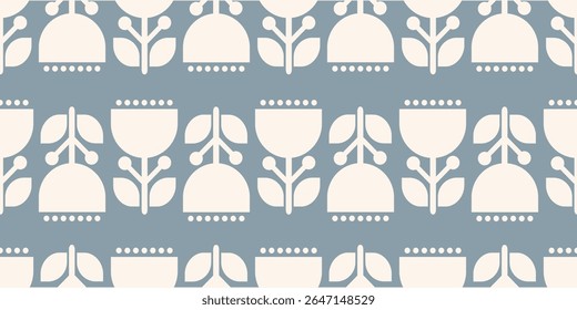 Retro floral seamless pattern in Scandinavian style for fabric, wallpaper, wrapping or web background