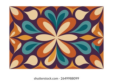 Modelo inconsútil floral retro con las Formas de la lágrima en colores beige púrpura azulado en
