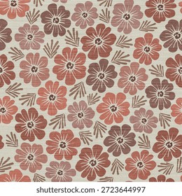 Padrão sem emenda floral retrô com textura - Vintage inspirado impressão botânica