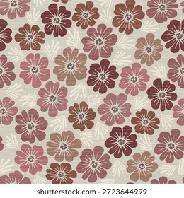 Padrão sem emenda floral retrô com textura - Vintage inspirado impressão botânica