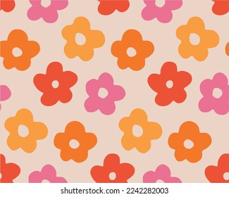 Retro Floral Seamless Pattern, Vector, Background